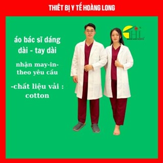  Áo Blouse Trắng- Áo Choàng Bác Sĩ Dáng Dài - Tay Dài Nam Nữ Các Size S M L XL,XXL 