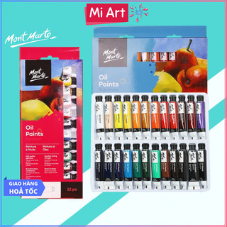   Hỏa Tốc HCM  Bộ Sơn Dầu Mont Marte 12 24 Màu x 12ml - Oil Paints Signature - PMHS0025 PMHS0032 