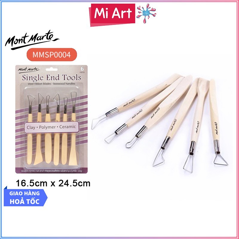 [Hỏa Tốc HCM] Bộ Dụng Cụ 6 Món Làm Đất Sét Mont Marte - Single End Tools 6pc - MMSP0004