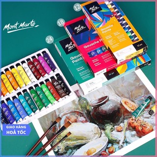   Hỏa Tốc HCM  Bộ Màu Gouache Mont Marte 12 18 24 Màu x 12ml - Gouache Paints Signature - PMHS0028 PMHS0029 PMHS0030 