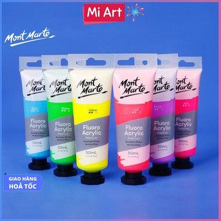   Hỏa Tốc HCM   Tuýp lẻ  Màu Acrylic Phản Quang - Fluoro Acrylic Mont Marte 50ml 