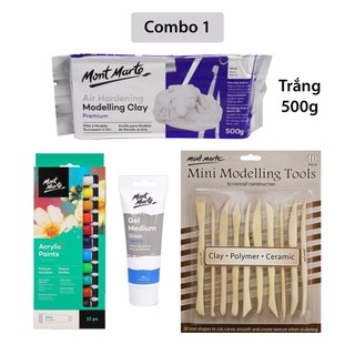 [Hỏa Tốc HCM] Combo Đất Sét Tự Khô Mont Marte và dụng cụ (Air Hardening Modelling Clay)