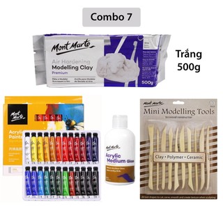 [Hỏa Tốc HCM] Combo Đất Sét Tự Khô Mont Marte và dụng cụ (Air Hardening Modelling Clay)