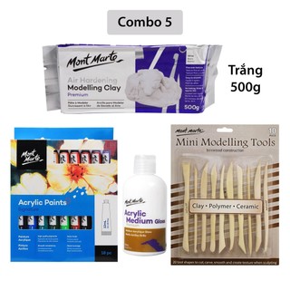 [Hỏa Tốc HCM] Combo Đất Sét Tự Khô Mont Marte và dụng cụ (Air Hardening Modelling Clay)