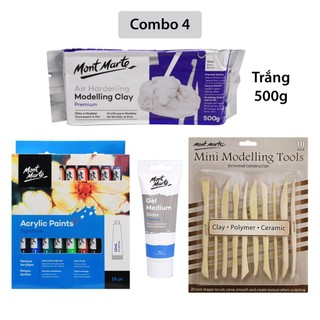 [Hỏa Tốc HCM] Combo Đất Sét Tự Khô Mont Marte và dụng cụ (Air Hardening Modelling Clay)