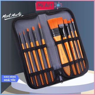   Hỏa Tốc HCM  Bộ 10 Cọ Vẽ Acrylic Mont Marte Cao Cấp - Taklon Brush Set in Wallet Signature - Acrylic - BMHS0030 