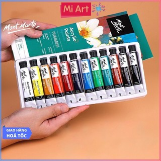   Hỏa Tốc HCM  Bộ 12 Màu Acrylic Mont Marte x 12ml - Acrylic Paints Signature - PMHS0026 
