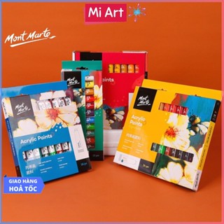 [Hỏa Tốc HCM] Bộ Màu Acrylic Mont Marte 12/18/24 Màu x 12ml -  Acrylic Paints Signature - PMHS0026/PMHS0033/PMHS0034