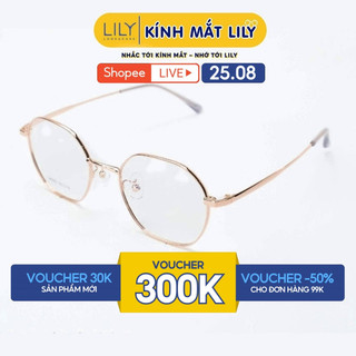 Gọng kính nam nữ LILYEYEWEAR chất liệu kim loại cao cấp màu sắc kiểu dáng thời trang hiện đại 34590
