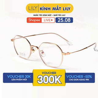 Gọng kính mắt tròn nam nữ LILYEYEWEAR chất liệu Titanium cao cấp cứng cáp thanh mảnh kiểu dáng thời trang 6055
