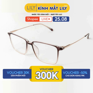 Gọng kính mắt nam nữ LILYEYEWEAR chất liệu nhựa cao cấp cứng cáp màu sắc và kiểu dáng thời trang 68067