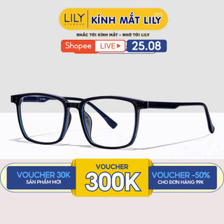 Gọng kính cận mắt vuông LILYEYEWEAR nam nữ chât liệu nhựa thanh nhẹ chắc chắn dễ đeo 98C82