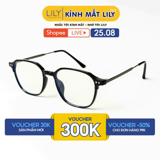 Gọng kính vuông nam nữ LILYEYEWEAR chất liệu nhựa cao cấp chắc chắn màu sắc và kiểu dáng thời trang 3023KOR