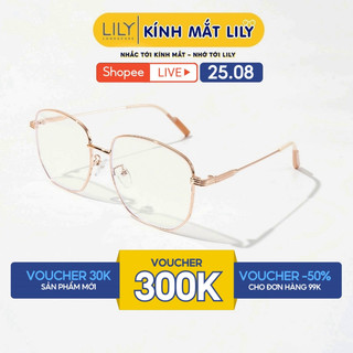 Kính đa giác bo tròn nam nữ LILYEYEWEAR gọng bọc kim loại chắc chắn kiểu dáng dễ đeo 22049
