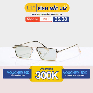 Kính mát nam nữ Lilyeyewear kim loại mắt vuông nhỏ thanh mảnh màu sắc thời trang 9153