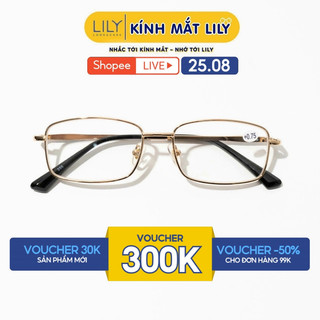 Kính viễn mắt vuông LILYEYEWEAR gọng kim loại thiết kế thanh mảnh 886