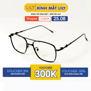 Gọng kính đa giác nam nữ LILYEYEWEAR chất liệu kim loại cao cấp cứng cáp thanh mảnh kiểu dáng thời trang 7581