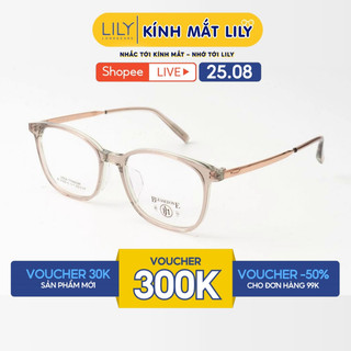Gọng kính mắt nam nữ LILYEYEWEAR dáng vuông bo góc hiện đại chất liệu nhựa phối càng Titan màu sắc thời trang 3165