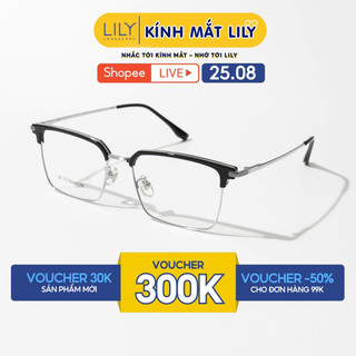 Gọng kính mắt nam nữ LILYEYEWEAR dáng chữ nhật hiện đại chất liệu nhựa và IP-Titanium cao cấp màu sắc thời trang 950280