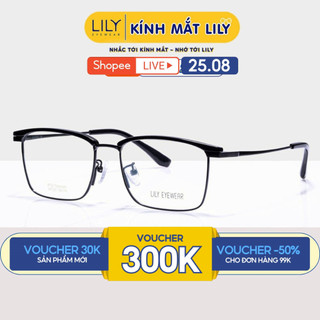 Gọng kính cận thời trang nam nữ Lilyeyewear TITANIUM mắt vuông màu sắc trẻ trung basic 1021