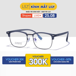 Gọng kính mắt vuông LILYEYEWEAR nam nữ chất liệu B-Titanium thanh mảnh kiểu dáng Hàn Quốc FC151