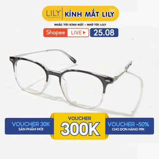 Kính mắt vuông nam nữ LILYEYEWEAR càng kính nhẹ nhàng thanh mảnh kiểu dáng thời trang 48068