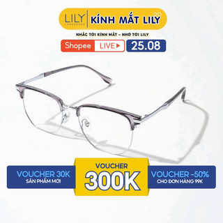 Kính gọng vuông nam nữ LILYEYEWEAR kim loại cao cấp thiết kế thời trang 48018