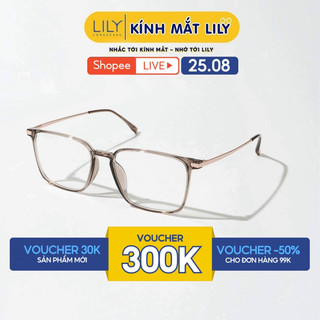 Kính gọng vuông nam nữ LILYEYEWEAR chất liệu cao cấp thiết kế kiểu dáng basic dễ đeo 68066