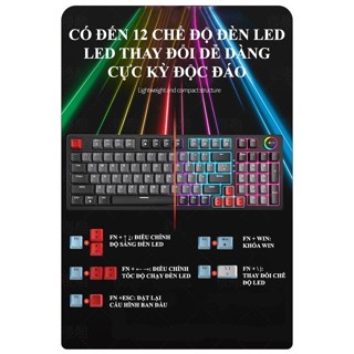 Bàn phím cơ blue switch YINDIAO K700 thiết kế mini 96 phím với nút vặn đa năng có 12 chế độ đèn LED cực đẹp