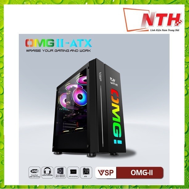 Case Gaming VSP OMG-II Mid Tower (Màu đen- Màu xanh mint)