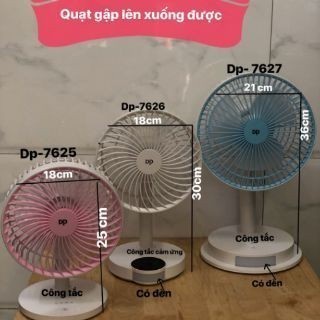 QUẠT SẠC DP-7626 CẢM ỨNG CÓ ĐÈN
