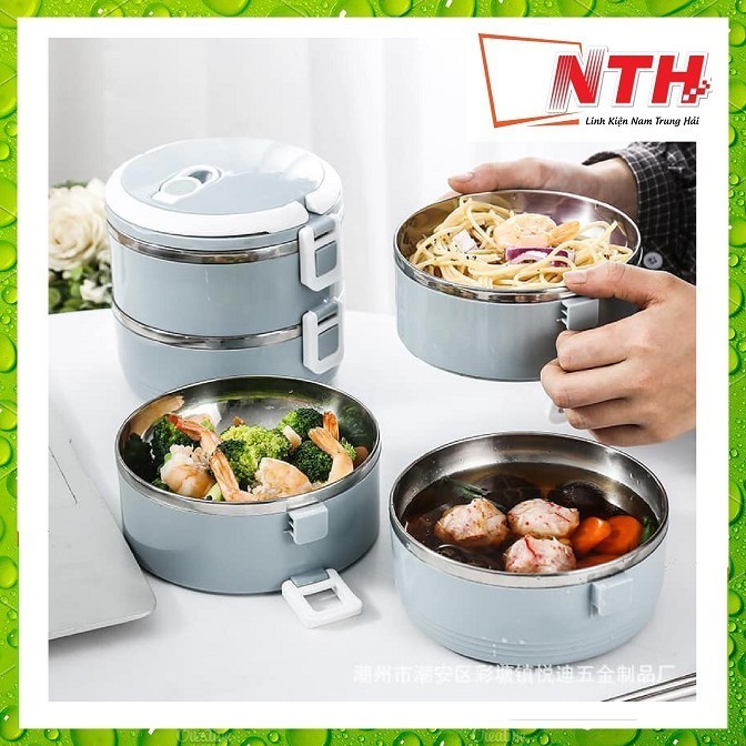 Hộp cơm giữ nhiệt lúa mạch 3 tầng