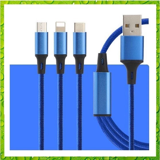 Cáp Sạc 3 Đầu Chống Rối Đứt dành Cho I-P Micro-Type C