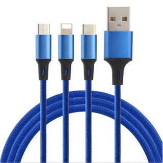 Cáp Sạc 3 Đầu Chống Rối Đứt dành Cho I-P Micro-Type C