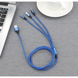 Cáp Sạc 3 Đầu Chống Rối Đứt dành Cho I-P Micro-Type C
