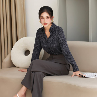 Áo Sơ Mi Nữ Công Sở GILLEE Lụa Họa Tiết FAS258