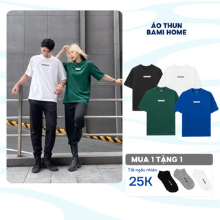 Áo thun cổ tròn unisex BAMI HOME form rộng oversize phong cách năng động dành cho nam nữ AUN01