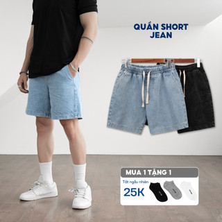 Quần short jeans nam cao cấp BAMIHOME quần đùi Jean vải dày đẹp không bay màu dễ phối đồ QJ03