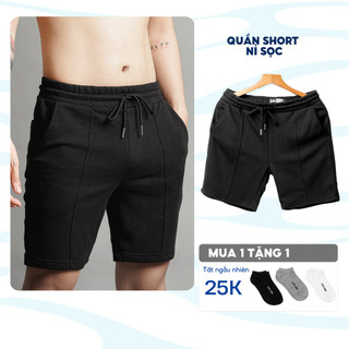 Quần short nam cao cấp BAMI HOME vải nỉ họa tiết kẽ dọc phong cách unisex dễ phối đồ QN04