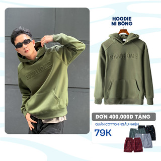 Áo Hoodie Nỉ Bông Unisex in logo BAMIHOME Cao Cấp Form Basic AHD01