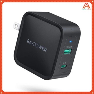 [Tặng kèm dây cáp USB to C] Củ sạc nhanh RAVPower 2 cổng U + C – 65W PD [GaN tech] RP-PC133/RP-CPCN002 - congnghesonganh