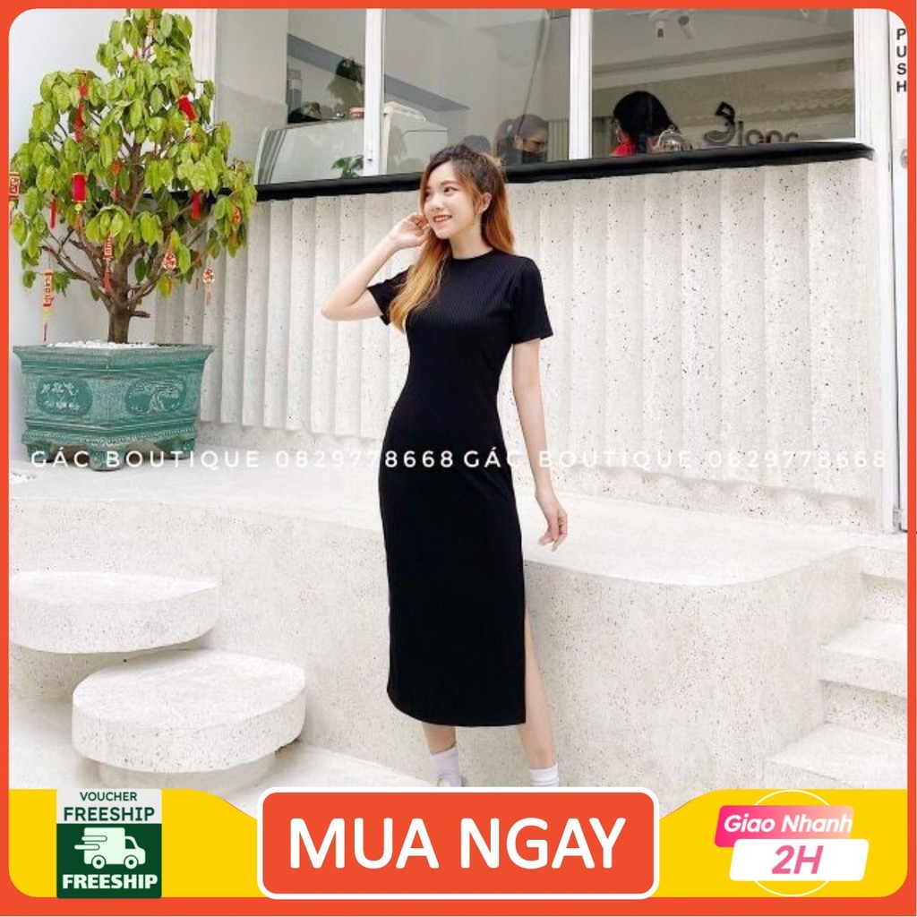 [ BAO ĐẸP NHƯ HÌNH] Đầm body xẻ đùi [ HÀNG SẴN] D00078