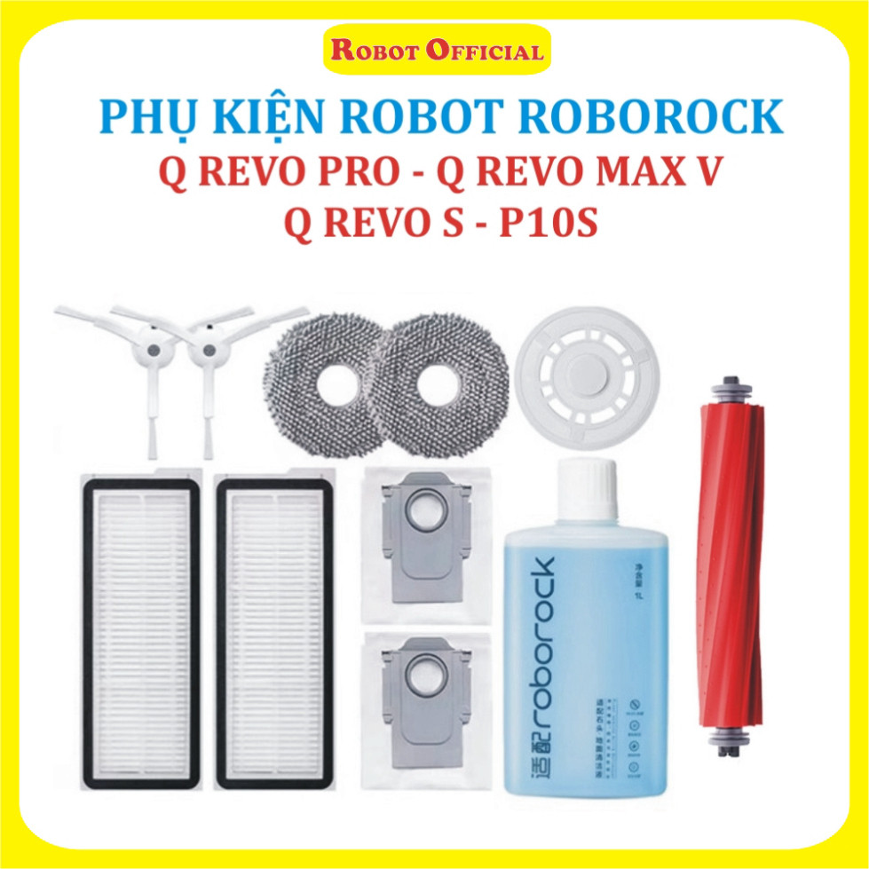 Phụ kiện Robot hút bụi Roborock Q Revo S, P10 Pro,Q Revo Max V/ P10S Lọc hepa ,Giẻ lau, Chổi giữa, Chổi cạnh, Túi rác ;