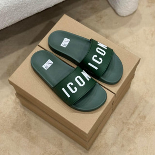 Dép lê nam nữ quai ngang DSQ ICON màu xanh, dep icon, dép nam boy phố DSQUARED2 đế cứng, êm chân