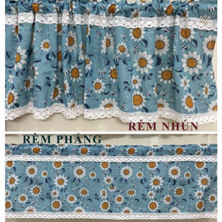 (CAO 50CM_DÀI 95-245CM) Rèm bếp viền ren hoa vintage, màn che gác lửng, giường tầng vải thô họa tiết