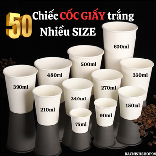 Lốc 50 Cốc giấy Ly giấy dùng 1 lần nhập khẩu dung tích từ 30ml đến 500ml cốc văn phòng cốc giấy coffee