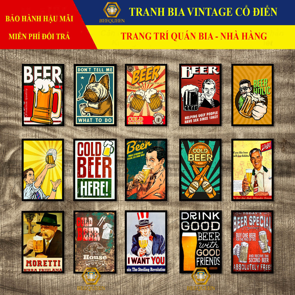 Tranh Trang Trí Nhà Hàng - Tranh Quán Bia - Tranh Quán Beer - Tranh Quán Ăn Phong Cách Vingtage