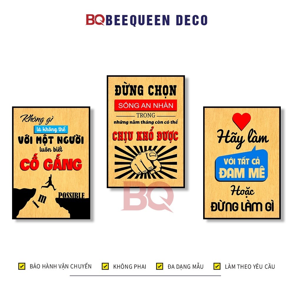 3 Tranh Động Lực  - Tranh Slogan Tạo Động Lực Treo Tường Trang Trí Văn Phòng