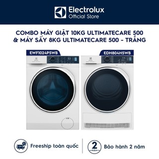 Free giao lắp - Combo Máy Giặt 10Kg Ultimatecare 500 EWF1024P5WB & Máy Sấy 8Kg Ultimatecare 500 EDH804H5WB - Trắng