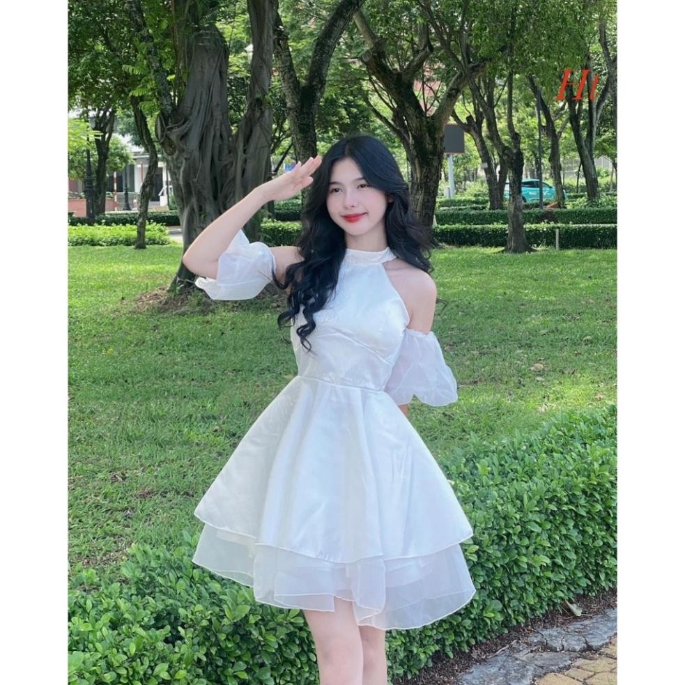 Váy cổ yếm tay phồng trễ vai, váy trễ vai tay áo rời phong cách tiểu thư sang chảnh HV42 HMStyle Hiinea_store | BigBuy360 - bigbuy360.vn
